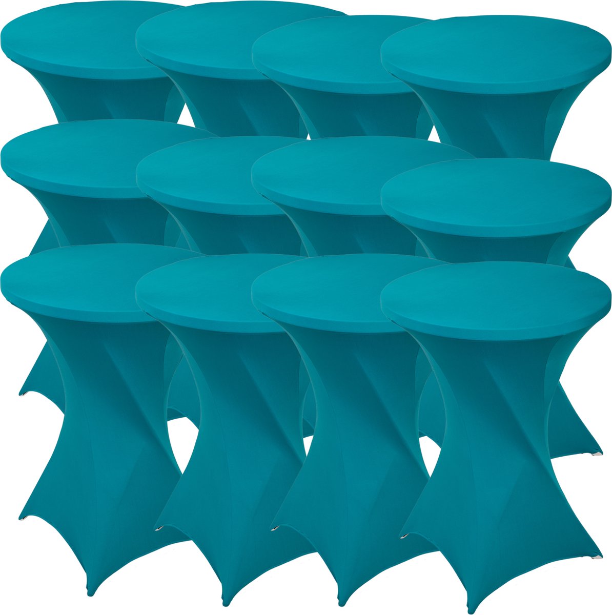 Statafelrok Turquoise x 12 – ∅80-85 x 110 cm – Statafelhoes Stretch 12 Stuks – Tafelhoezen voor Statafel Sta Tafel Hoes | Staantafelhoes - Geschikt voor Horeca Evenementen | Cocktailparty | Trouwerij